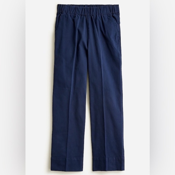 J. Crew Astrid High Rise Wide Leg Chino Pull On Pants Navy size Medium Petite - Picture 1 of 8